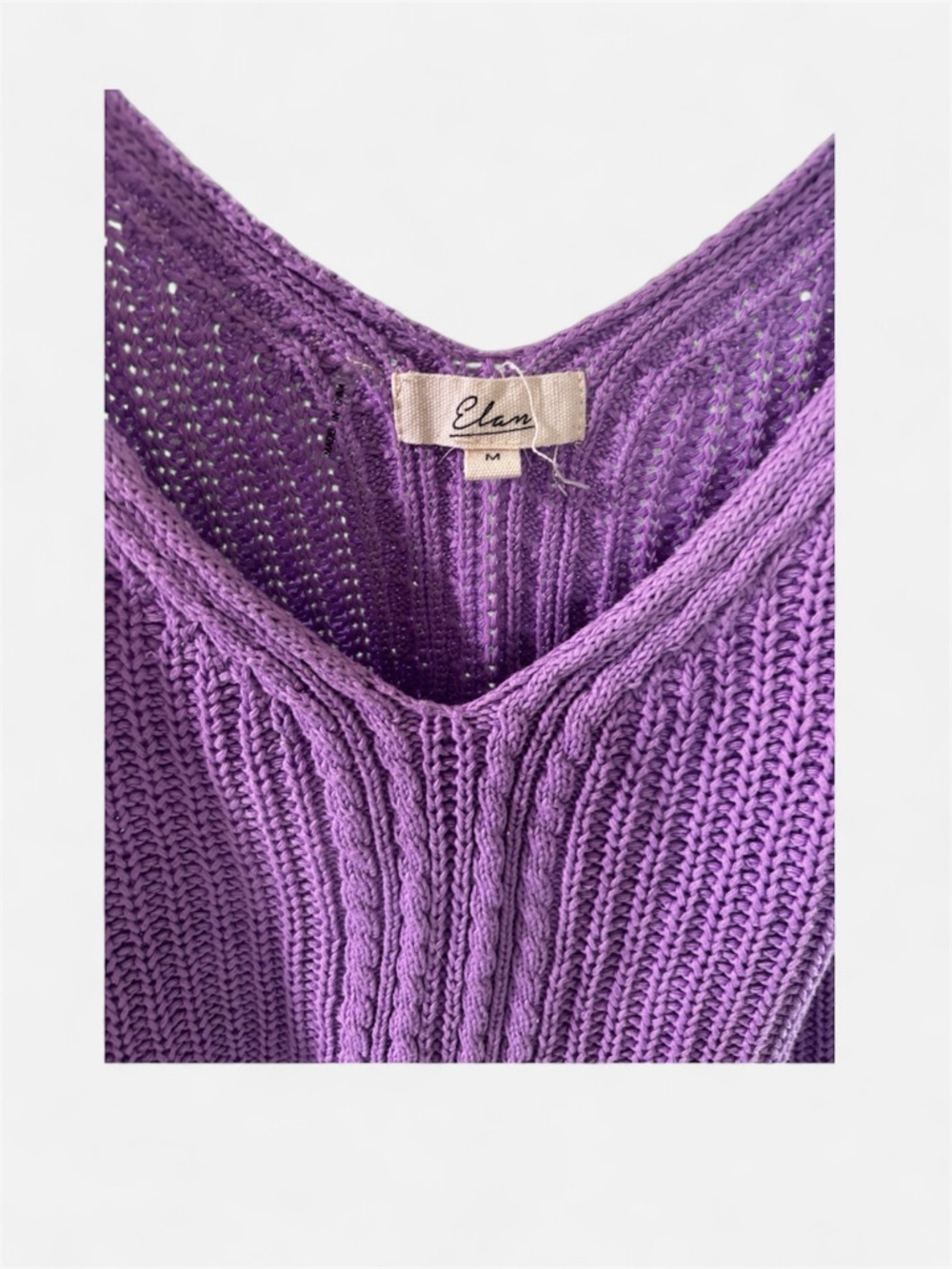 Elan Lavender Cable Knit V-Neck Tank